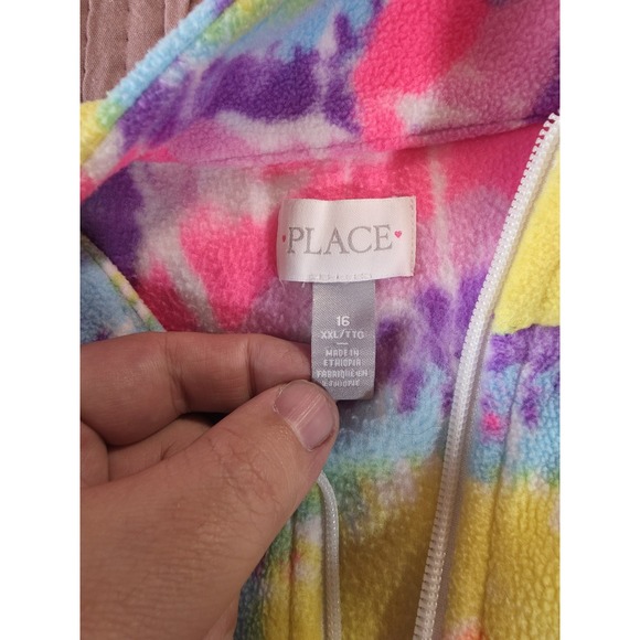 The Childrens Place Girl's XXL  (16) Pullover 1/4 Zip ‎ Pink Blue Purple Yellow - Picture 3 of 5